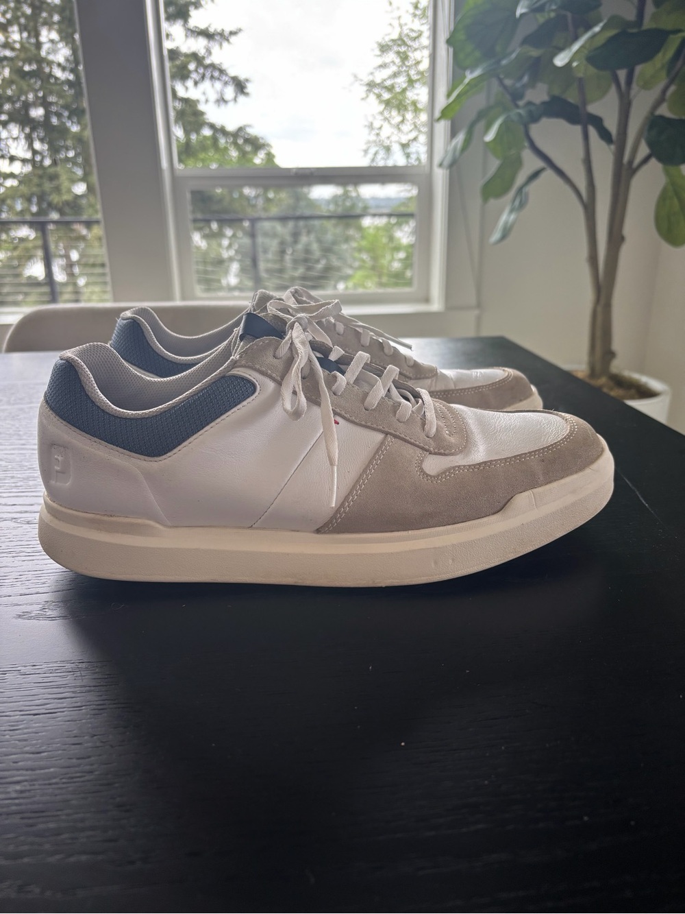 FootJoy Men's Athletic Sneakers in White, Gray, and Blue Golf Shoes